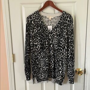 Michael Kors Leopard V-Neck Sweater